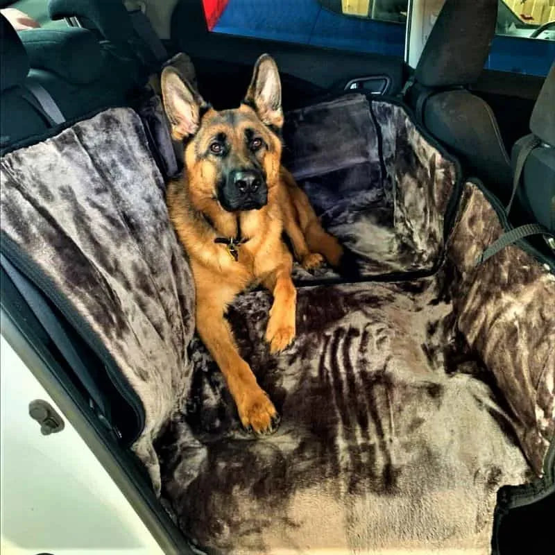 SlingGuard 2-in-1 Dog Car Seat Cover/Boot Protector Bundle with Car Headrest Lead