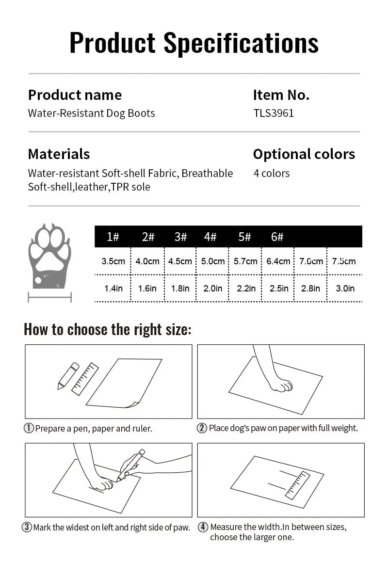 Truelove Anti-Slip Dog Shoe with Hook & Loop Design