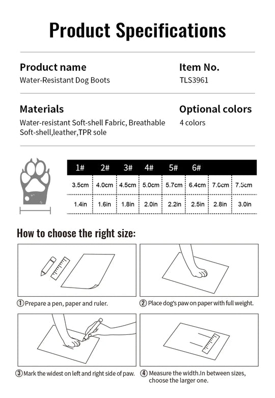 Truelove Anti-Slip Dog Shoe with Hook & Loop Design
